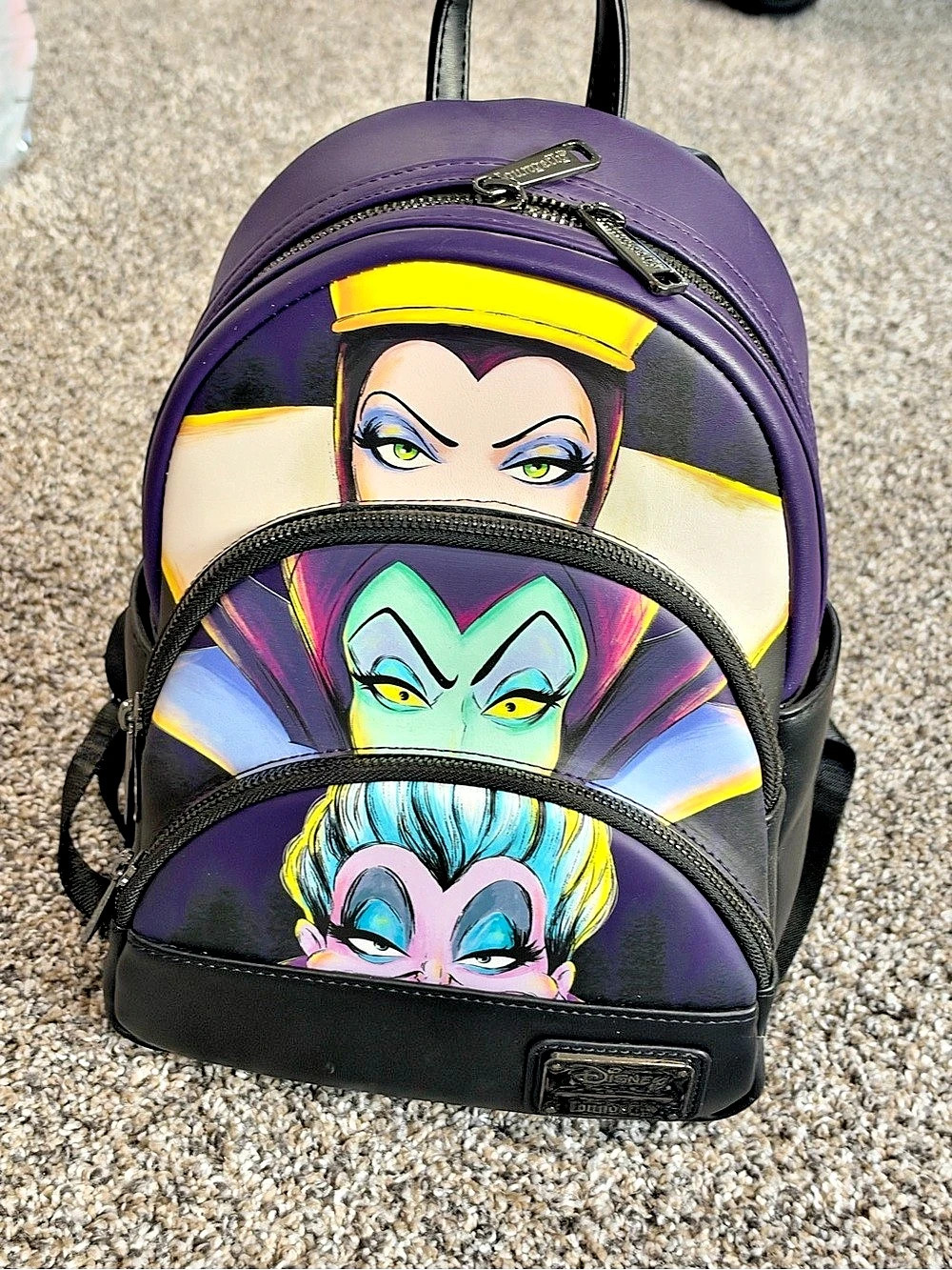 Loungefly Disney Villains Triple Pocket Glow-in-the-Dark Mini Backpack